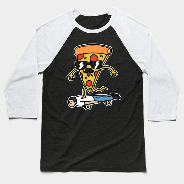 Pizza Skater Baseball T-Shirt by rudypagnel